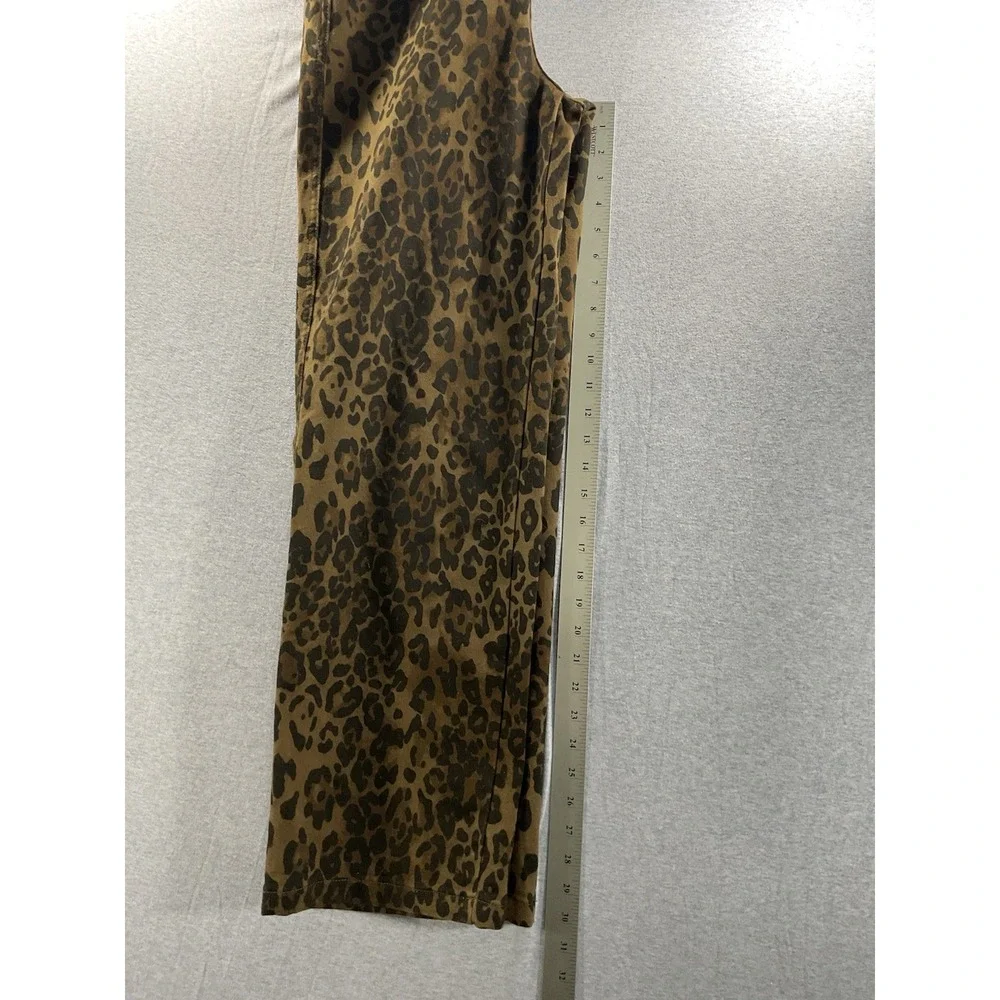 Oneso Leopard Print Wide Leg Jeans Women's Size 29 Brown High Rise Stretch Denim - Picture 7 of 7
